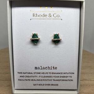 Rhode & Co. Malachite Stud Earrings - Green & Gold